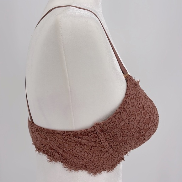 Aerie Real Power Plunge Push Up Mauve Eyelash Lace Bra Women’s Size 34D - Picture 8 of 13